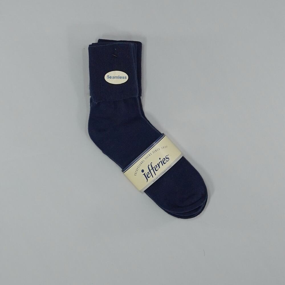 Little Girls' School Uniform Organic Cotton Seamless Turn Cuff 3 Pack, Navy